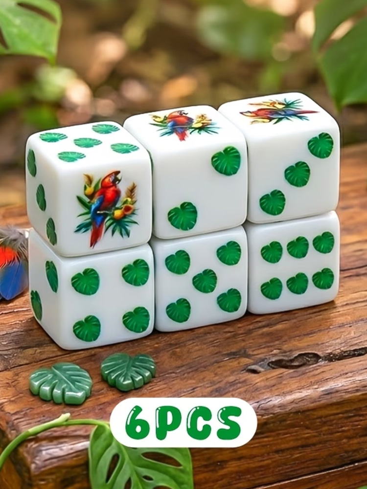 Board Game Rpg - 6 adet renkli papağan tüyü D6